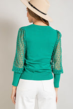 Kelly Green Polka Dot Crew Neck Sweater
