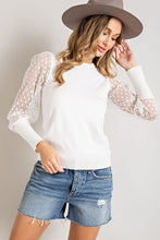 White Polka Dot Crew Neck Sweater