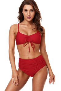 Red Bikini Top With High Rise Bottoms