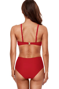 Red Bikini Top With High Rise Bottoms