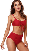 Red Bikini Top With High Rise Bottoms