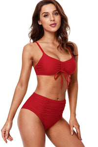 Red Bikini Top With High Rise Bottoms