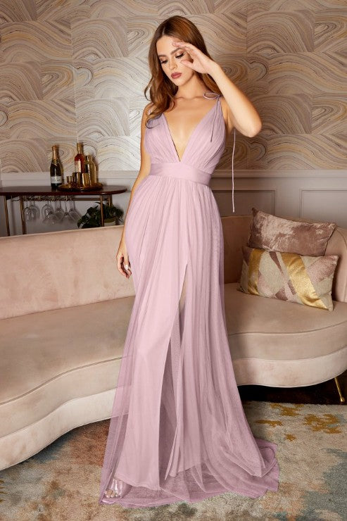 Pink Tulle Evening Long Dress