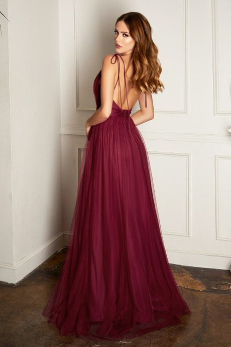 Mauve Tulle Evening Long Dress