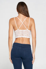 White Padded Crochet Lace Bralette With Double Straps