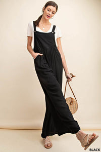 Black Shirring Detail Overalls Jumpsuit Success