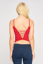 Red Solid Padded Criss Cross Back Bra Top