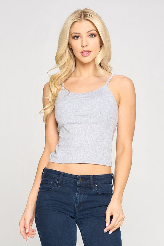 Grey Solid Padded Criss Cross Back Bra Top