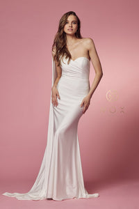 White Party Cocktail One Shoulder Drape Sleeve Mermaid