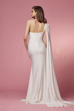 White Party Cocktail One Shoulder Drape Sleeve Mermaid