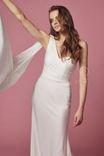 White Party Cocktail One Shoulder Drape Sleeve Mermaid