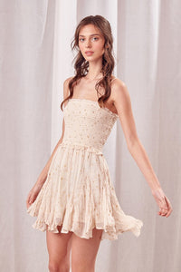 White Small Gold Star Print Romper