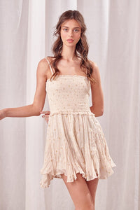 White Small Gold Star Print Romper