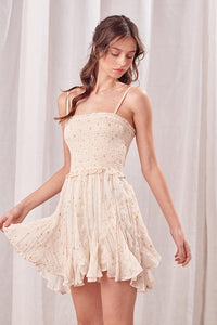 White Small Gold Star Print Romper