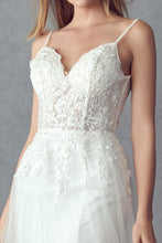 Off White A Line Lace Embellished Bridal Gown