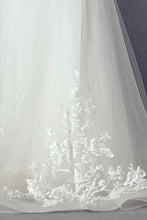 Off White A Line Lace Embellished Bridal Gown