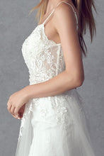 Off White A Line Lace Embellished Bridal Gown