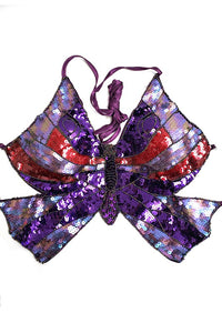 Purple Multi Sequins Butterfly Bra