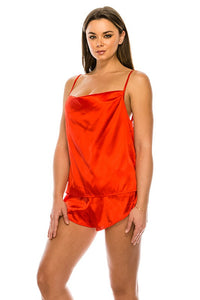 Red Satin PJ Short Set