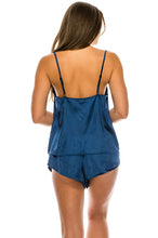 Dark Blue Satin PJ Short Set