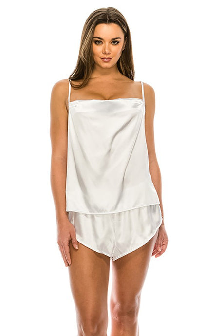White Satin PJ Short Set