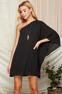 Black  Summer One-shoulder Dress