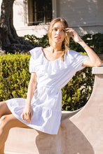 White Ruffle Puff Sleeve Short Prairie Dress