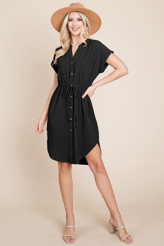 Black Summer Button Down Dress