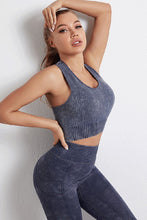 Black Round Neckline Seamless Racer Back Sporty Bra