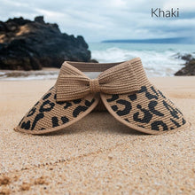 Khaki Leopard Bow Roll Up Sun Visor Hat
