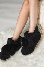 Black Cozy Booties Slipper With Ball Accent