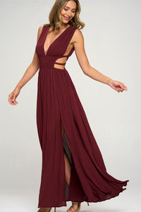 Red Brown Athena Solid Maxi Dress