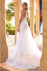 Off White Lace Wedding Gown With Overskirt