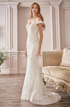 Off White Sheath Off The Shoulder Bridal Gown