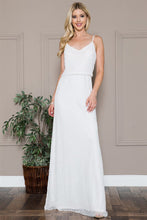 White Sequin Overlay Spaghetti Straps Gown
