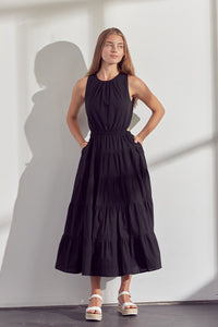 Black Maxi Cutout Dress With Pockets