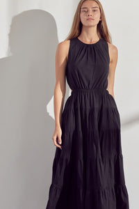 Black Maxi Cutout Dress With Pockets