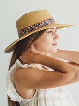 Red Ribbon Sun Hat W Floral Jacquard Band