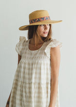 Red Ribbon Sun Hat W Floral Jacquard Band