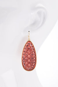 Pink Glitter Plastic Earrings