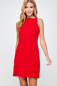Red Solid Shift Dress