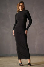 Black Open Back Long Dress With Jewelry Detail