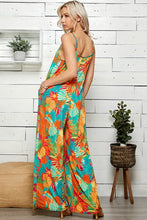Plus Size Tropical Print Wide-leg Summer Jumpsuit