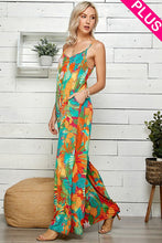 Plus Size Tropical Print Wide-leg Summer Jumpsuit