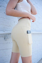 Light Yellow High Waisted Shorts W Side Pockets