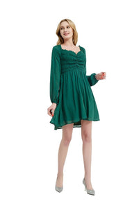 Hunter Green Formal Long Sleeve Dress