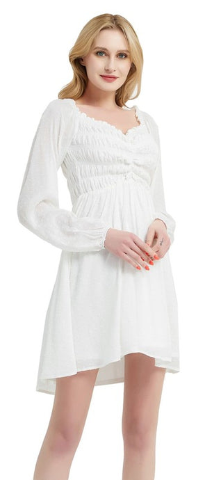 White Formal Long Sleeve Dress