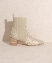 Stretch-top Faux Snakeskin Ankle Boots