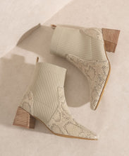 Stretch-top Faux Snakeskin Ankle Boots