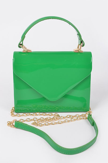 Enamel Faux Leather Single Handle Clutch